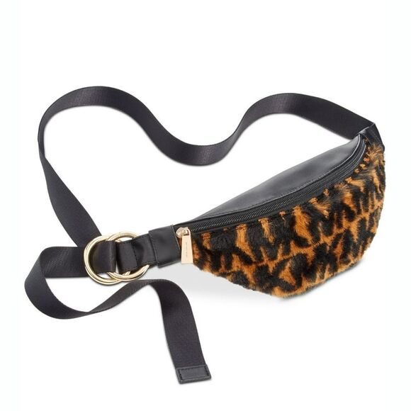 New! MICHAEL KORS MK Logo Faux Fur Women's Belt Bag Fanny Pack Waist Belt Bag - Picture 1 of 7